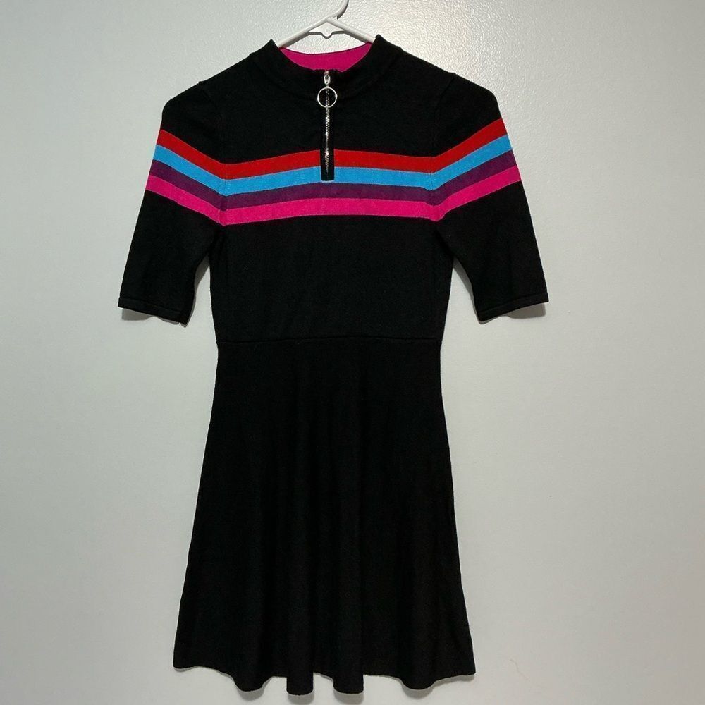 Sequin Heart girls BlackāDress with Pink and Blue Stripes size L